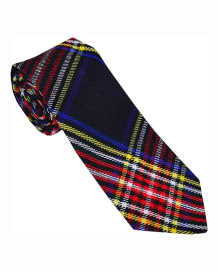 Black Stewart Tartan NeckTie Scottish Clan Tie for Highland Dress