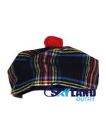 Black Stewart Tartan Tam o' Shanter Hat Scottish Bonnet - Image 4