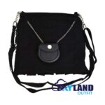 Solid Black Tartan Ladies Kilt Shaped Purse Tote Bag for Highland Dress