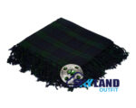 Black Watch Tartan Kilt Fly Plaid with Free Brooch—48" hand-fringed 42nd Regiment navy, green, black wool