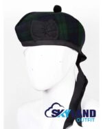 Black Watch Tartan Glengarry Hat Scottish Highlander Cap