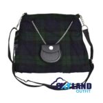 Black Watch Tartan Ladies Kilt Shaped Purse Tote Bag for Highland Dress
