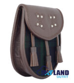 Black Watch Tartan Sporran Brown Leather Scottish Sporran - Image 2