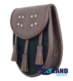 Black Watch Tartan Sporran Brown Leather Scottish Sporran - Image 3