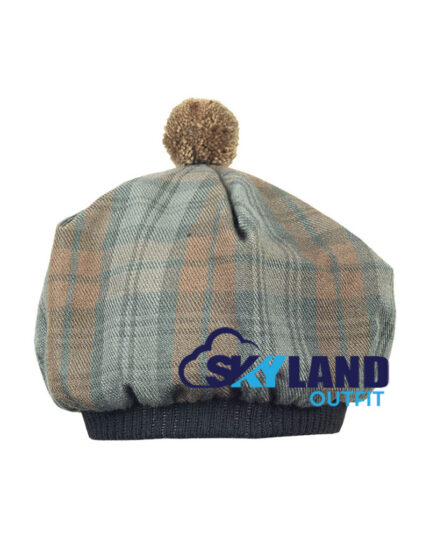 Weathered Black Watch Tartan Tam o Shanter Scottish Flat Bonnet Hat