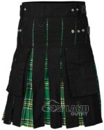 Irish Heritage Tartan Hybrid Utility Kilt | Black Cotton Kilt - Image 4