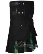 Irish Heritage Tartan Hybrid Utility Kilt | Black Cotton Kilt - Image 3