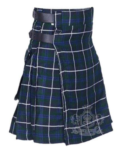 Douglas Blue Tartan Modern Utility Scottish Kilt for Highland Dress