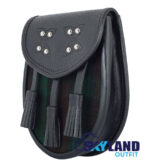 Brown Watch Tartan Sporran Black Leather Scottish Sporran - Image 3