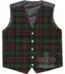 Brown Watch tartan waistcoat front view—5-button Argyle vest in earthy brown, green and black heritage pattern
