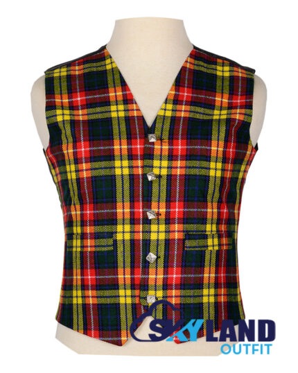 Buchanan tartan 5-button Argyle waistcoat made to order for Highland wear and kilts