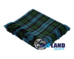 Campbell Ancient tartan kilt fly plaid with free Celtic brooch, muted blue and green natural dye pattern traditional Argyll clan heritage dress