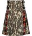 digital camo hybrid utility kilt front view, Buchanan tartan kilt back pleats, camo and tartan hybrid kilt, adjustable strap digital camo kilt, cotton hybrid utility kilt for men,