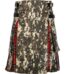 digital camo hybrid utility kilt front view, Royal Stewart tartan kilt back pleats, digital camo and tartan hybrid kilt, adjustable strap digital camo kilt, cotton hybrid utility kilt for men,