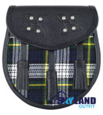 Dress Gordon Tartan Sporran Black Leather Scottish Sporran