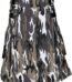 grey camouflage utility kilt front view, grey camo kilt side cargo pockets, adjustable leather strap utility kilt, cotton grey camo utility kilt for men, rugged grey camo kilt,