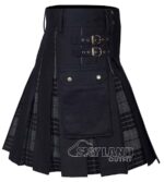 Grey Watch Tartan Hybrid Utility Kilt | Black Cotton Kilt - Image 3