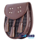 Grey Watch Tartan Sporran | Brown Leather Scottish - Image 3