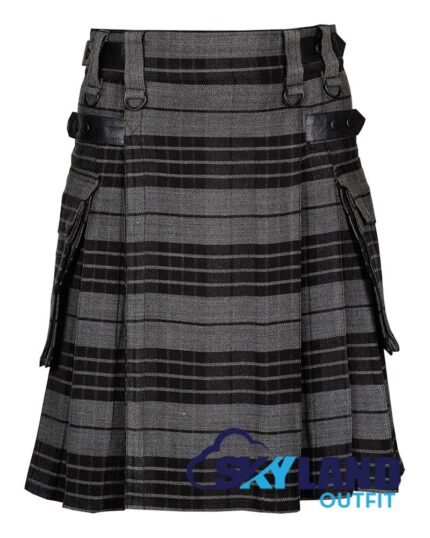 Grey Watch Tartan Modern Utility Scottish Kilt for Highland Dress