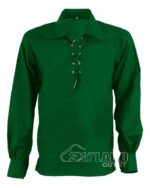 Green Jacobite ghillie kilt shirt full sleeve cotton Jacobean style