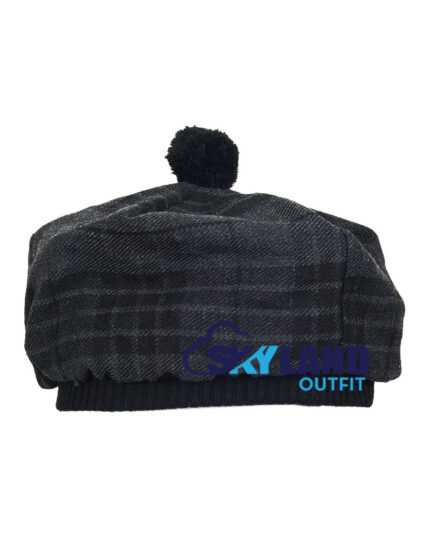 Grey Watch Tartan Tam o Shanter Scottish Flat Bonnet Hat for Highland Dress