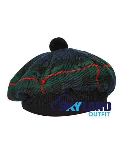 Gunn Tartan Tam o Shanter Tammy Hat Scottish Flat Bonnet for Highland Dress
