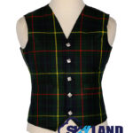 Hunting Stewart tartan waistcoat—5-button Argyle vest in muted green, brown, blue Royal House of Stewart Hunting pattern