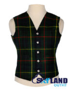 Hunting Stewart tartan waistcoat—5-button Argyle vest in muted green, brown, blue Royal House of Stewart Hunting pattern