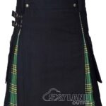 Irish Heritage tartan hybrid utility kilt with black cotton body