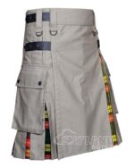 Khaki Cotton & Buchanan Tartan Hybrid Utility Kilt | Men's Kilt - Image 2