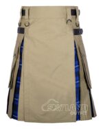 Ramsey Blue tartan hybrid utility kilt with khaki cotton body