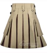 Khaki Brown Hybrid Utility Kilt | Cotton Two-Tone Kilts - Image 2