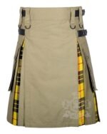 MacLeod of Lewis tartan hybrid utility kilt with khaki cotton body