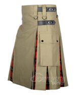 Wallace Tartan Hybrid Utility Kilt | Khaki Cotton Men Kilts - Image 3