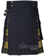 Man wearing MacLeod of Lewis tartan black cotton hybrid utility kilt