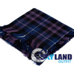 Pride of Scotland Tartan Kilt Fly Plaid with Free Brooch—48" hand-fringed national Scottish blue, purple, green, yellow wool