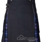 Man wearing Pride of Scotland tartan black cotton hybrid utility kilt