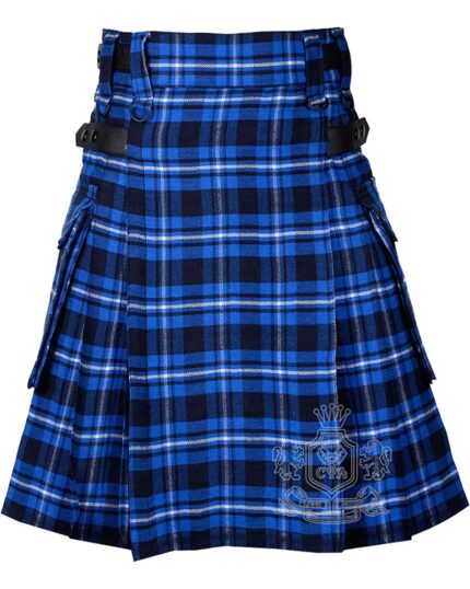 Ramsey Blue Tartan Modern Utility Scottish Kilt for Highland Dress