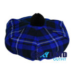 Ramsey Blue Tartan Tam o Shanter Scottish Flat Bonnet Hat for Highland Dress