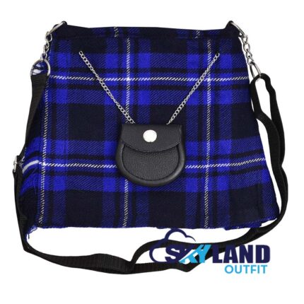Ramsey Blue Tartan Ladies Kilt Shaped Purse Tote Bag for Highland Dress