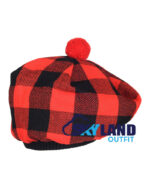 Red & Black Rob Roy Tartan Tam o' Shanter Scottish Flat Bonnet - Image 2