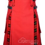 Wallace tartan hybrid utility kilt with red cotton body