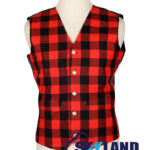 Red Black Rob Roy tartan Argyle waistcoat made to order for Highland wear and kilts