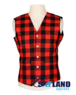 Red Black Rob Roy tartan Argyle waistcoat made to order for Highland wear and kilts