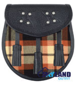 Rose Ancient Tartan Sporran Black Leather Scottish Sporran
