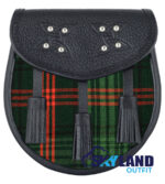 Ross Hunting Modern Tartan Sporran Black Leather Sporran