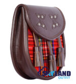 Royal Stewart Tartan Sporran Brown Leather Scottish Sporran - Image 2