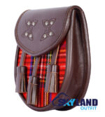 Royal Stewart Tartan Sporran Brown Leather Scottish Sporran - Image 3