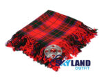 Scottish Rose tartan kilt fly plaid with free Celtic brooch, romantic pink and green floral pattern heritage Scottish Highland dress
