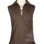 Brown Jacobite ghillie kilt shirt sleeveless polycotton Jacobean style